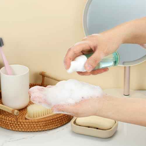 3 Pack Foam Pump Bottle Travel 60 ml/2 oz Small Size Mousse Foaming Soap Dispenser, Clear Plastic Foam Soap Dispenser Mini Empty Refillable Pump Containers(Mixed Color)