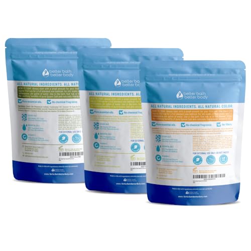 Foot Soak Salts Bundle 3 Pack with Scoop DIY at Home Spa with USP Epsom Salt and Pure Essential Oils in BPA Free Pouch with Easy Press Lock Seal (2 Lbs Each 6 Lbs Total)
