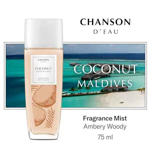 Chanson Coconut Hair & Body Mist for Women 2.5 fl oz (Pack of 1), Notes of Pear, Coconut Water, and Sandalwood, Women's Fragrance, Long Lasting, Everyday Fragrance, Travel Size