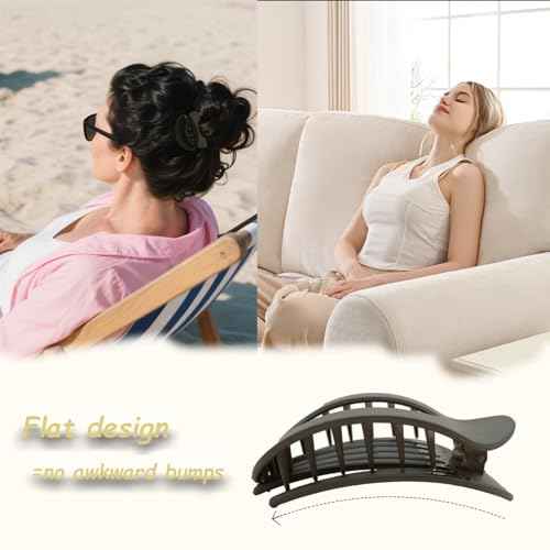 Flat Claw Clips for Women, Large Duckbill French Hair Clips, 6 Pack Non-Slip Matte Hair Accessories for Thick & Thin Hair