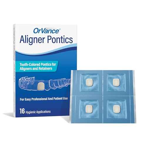 OrVance Aligner Pontics - Original (Medium) Shade (16 Count) | Temporary Tooth Replacement for Invisalign, Aligner Trays and Clear Retainers During Orthodontic Treatment