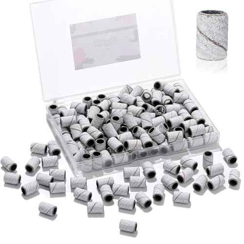 Makartt Sanding Bands for Nail Drill-100 Pcs Nail File Sanding Bands for Drill Bits #180 Medium Grits for Acrylic Nails Gel Removing and Shaping, Upgrade Thicker Durable Sanding Drill Bit, White