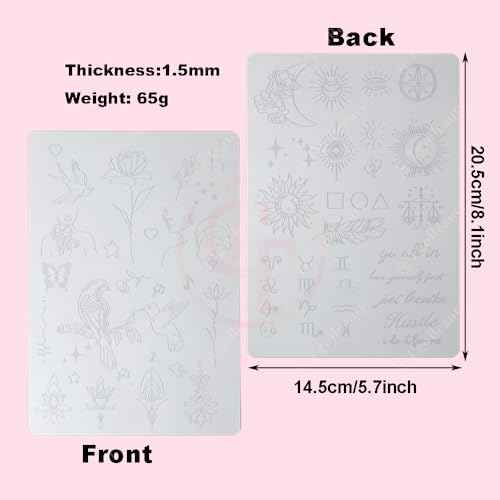 White Tattoo Practice Skin, Double-Sided 1.5MM Realistic Fake Skin for Fine Line & Stencil Training, 50+ Pre-Printed Designs, Reusable Tattoo Training Pads for Beginners & Artists