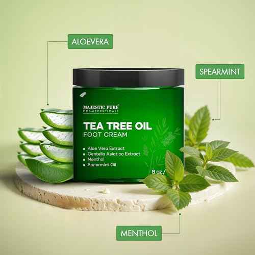 Majestic Pure Tea Tree Oil Foot Cream, Warming Cream - Calluses, Dry Cracked Feet, Hands, Heels, Elbow, Nails, and Knees - Softens & Moisturizes Skin - 8 oz