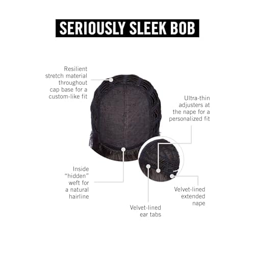 Hairuwear Hairdo Seriously Sleek Bob Chin-Length Straight Stylish Wig, Average Cap, R4 Midnight Brown