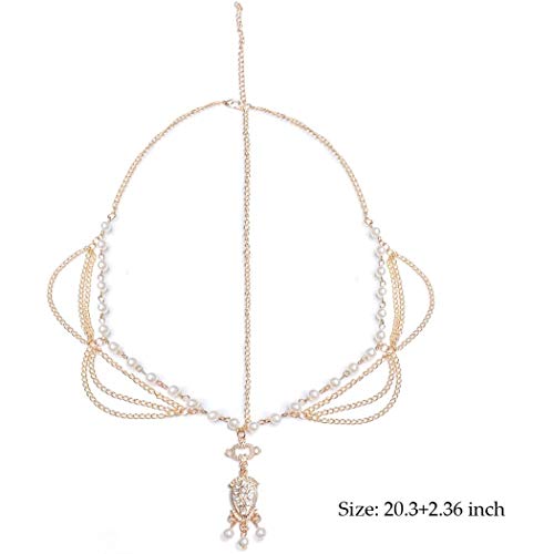 Boho Pearl Hair Chain Gold Tassel Headpiece Gypsy Festival Wedding Hair Accessories for Women