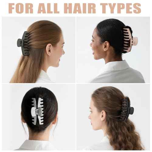 TOCESS Hair Claw Clips for Women ? Large Clips for Thin Thick Hair Big Neutral Claw for Curly Hair Matte Nonslip Strong Hold 4.33 Inch Jumbo Claws Jaw Set (8 Pcs)