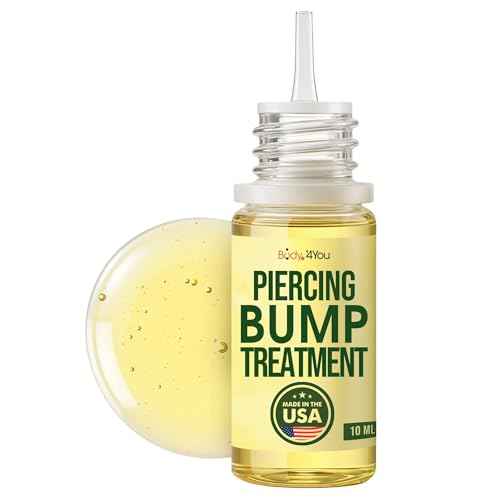 BodyJ4You Piercing Keloid Bump Removal - Natural Oil Piercing Bump Treatment - Nose Septum Belly Ear Cleaner Soothing Skin Recovery Solution - Safe Care Piercing Reduce Appearance Scars - 0.33 Fl Oz