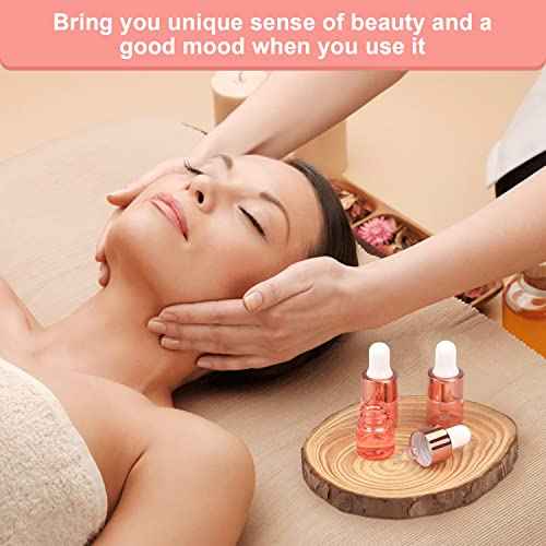 Wresty 15 Pcs Mini Pink Glass Vials Essential Oil Dropper Bottles - Cosmetic Liquid Container for Perfume, Aromatherapy and Sample Bottles with Glass Eye Dropper (1ml(1/4 Dram))