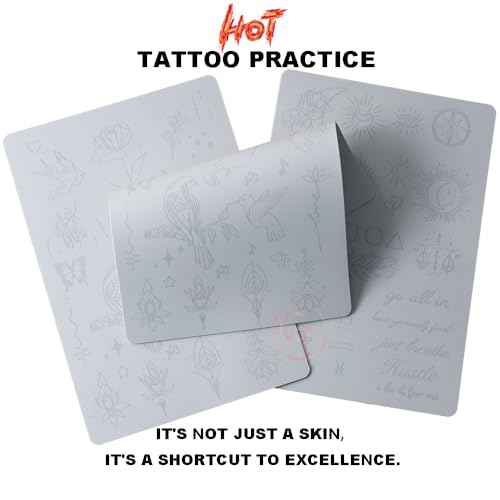 Silicone Tattoo Training Pad 1.5mm Thickness Double Sided Pre-printed Gray Fine Line Tiny Tattoo Practice Skin for Line Practice (1pc)