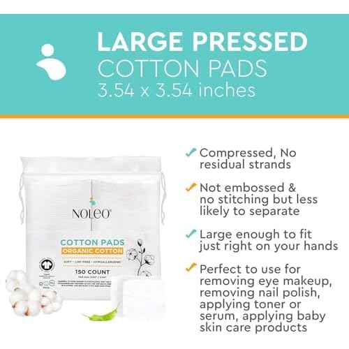 Cotton Rounds & Pads (150 Count (Pack of 1), Large & Pressed)
