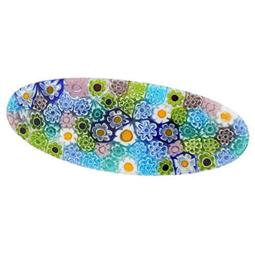 Glass Of Venice Murano Glass Millefiori Oval Hair Clip - Pastels