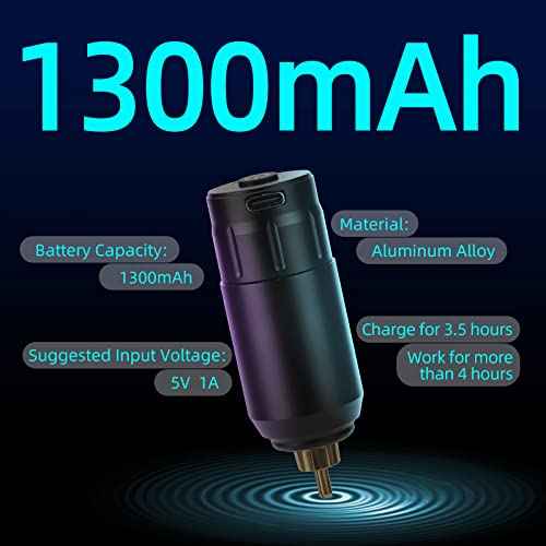 ATOMUS Tattoo Pen Machine Kit with Tattoo Power Supply 3RL Cartridge Needles 1300mAh RCA Connector Rechargeable Power Supply Tattoo Machine Gun Liner Shader