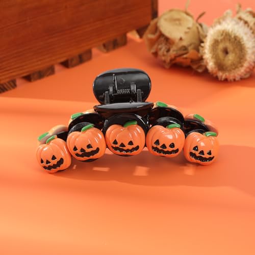 1Pcs Halloween Hair Clips 5D Stereoscopic Pumpkin Design Hair Claw Clips for Thick or Long Hair Large Size Halloween Hair Accessories for Women Strong Hold Clamp Jaw Clips for Cosplay Hair Supplies