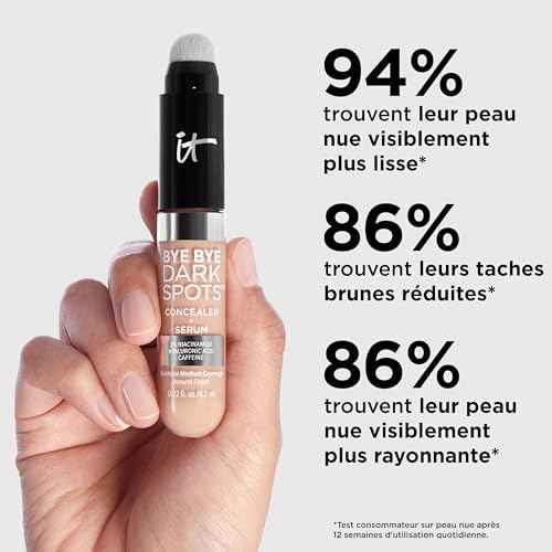 IT Cosmetics Bye Bye Dark Spots Concealer + Brightening Serum ? 2% Niacinamide, Hyaluronic Acid & Caffeine - Medium Coverage, Natural Finish, All Skin Types - 0.22 fl oz