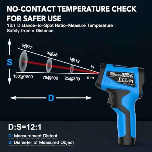 Infrared Thermometer Temperature Gun - TEMIRUP Non-Contact Digital Laser Thermometer Temp Gun with Thermocouple Probe for Industrial, Cooking, Griddle, Engine, HVAC, Adjustable Emissivity,-40¢µ~1202¢µ