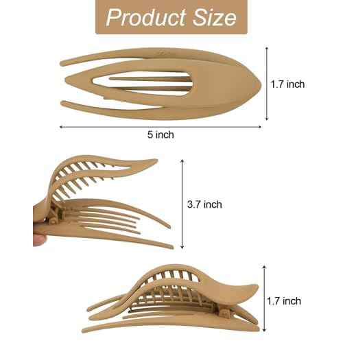 6 Pcs Large French Style Curved Claw Clips, 5" Strong Hold No-Slip Grip Duckbill Hair Clamps for Thick Hair, Neutral Color for Women and Girls