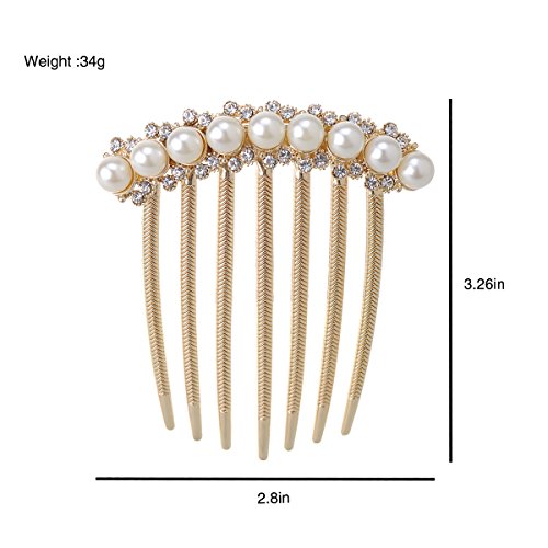 IPINK Wedding Bridal Rhinestone Pearl Crystal Hair Comb Claw Hairpin Hair Ornaments Accessory