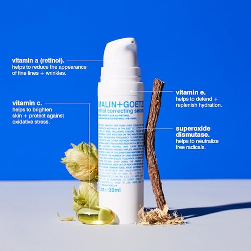 MALIN+GOETZ Retinol Correcting Serum | Multi-Vitamin Retinol Serum with Vitamins A, C, E + Superoxide Dismutase | Smooths Texture, Brightens, Firms + Reduces Fine Lines | Vegan + Cruelty-Free(1 Fl Oz)