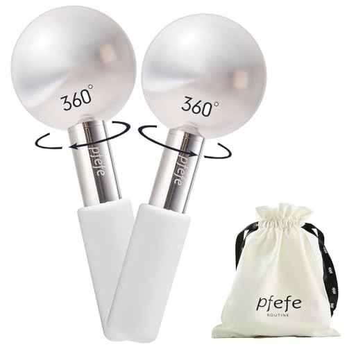 Pfefe 360 Rotating Ice Globes for Face & Eyes, Unbreakable Stainless Steel Cryo Sticks for Beauty Routines, Facials Cold Roller Colling Globes for Puffiness, Wrinkles, Dark Circles, Headaches