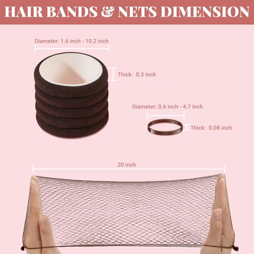 415pcs Bobby Pins Hair Pins Set, IKOCO 200pcs U Shaped Pins & Elastic Hair Ties for Women with Hair Net, Brown