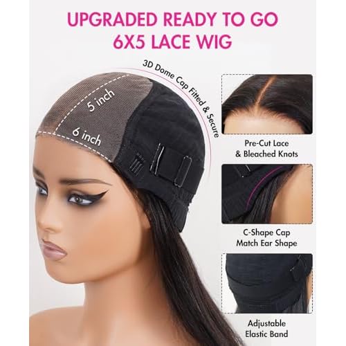 larima Glueless Wigs Human Hair Pre Plucked Pre Cut Curly Human Hair Wig Wear and Go Glueless Wigs Bleach Knots 200% Density 6X5 HD Lace Front Wig Virgin Hair Natural Color Curly Wig 16inch