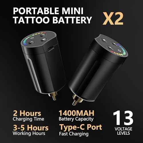 STIGMA Wireless Tattoo Gun Tattoo Kit Complete with Pro Short Tattoo Pen, 2 Tattoo Batteries, 20 Tattoo Cartridge Needles,Tattoo Ink Color Set, Full Tattoo Accessories STP35TI4002-9