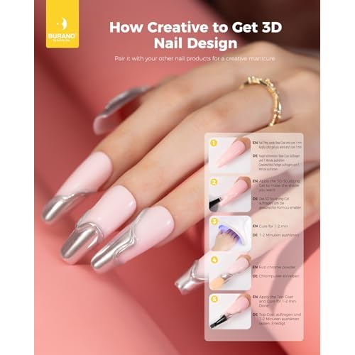 BURANO 3D Clear Nail Sculpting Gel, 15G Nail Glue Gel for Nail Art Designs, Clear Gel Polish Molding Gel for Drawing, Liner Gel for Sculpture and Decoration (1 Bottle)