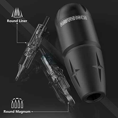 Wormhole Tattoo Kit Wireless Tattoo Machine Kit Tattoo Battery Pack Rotary Tattoo Practice Machine Kit 20 Tattoo Cartridge Needles Tattoo Gun Kit Wireless Tattoo Power Supply WTK112