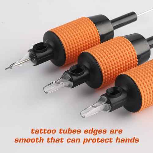 Autdor Tattoo Needles and Tubes Combo - 15Pcs Disposable Tattoo Tubes with Matching Assorted Tattoo Needles 9M1 Magnum 1inch Tattoo Needles Tube Grips for Tattoo Machine Tattoo Supplies