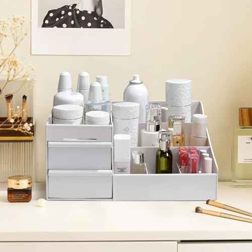 Large Makeup Organizer with Drawers - Multi-Functional Vanity and Countertop Storage for Cosmetics, Skincare, Perfume, Nail Polish, Brushes - Compact Desk and Bathroom Organizer for Women¡¯s Gifts