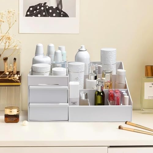 Large Makeup Organizer with Drawers - Multi-Functional Vanity and Countertop Storage for Cosmetics, Skincare, Perfume, Nail Polish, Brushes - Compact Desk and Bathroom Organizer for Women¡¯s Gifts