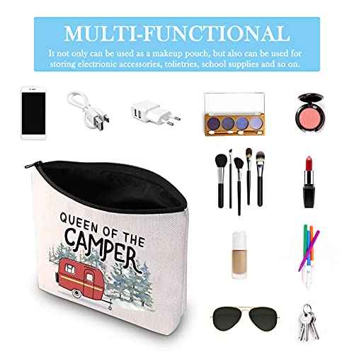 GJTIM Queen of the Camper Outdoor Gift Camping Camper Novelty Happy Camper Shopping Tote Bag (Camper Camper Bag)