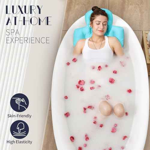 Full Body Bath Pillow for Bathtub, Thick Bathtub Cushion with Laundry Bag, Luxury Tub Pillow for Bath for Headrest Neck and Back Support Ocean Blue 51" x 16"
