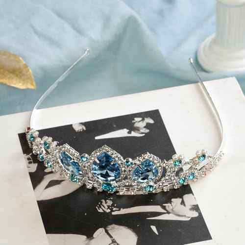 Princess Crown Girls Crystal Tiara Sparkle Gold Crown Halloween Cosplay Hair Accessories Girls Tiara Wedding Tiara for Sweet Birthday Gifts