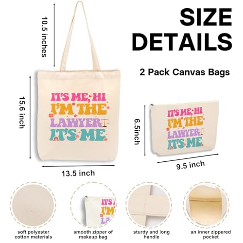 I'm the Lawyer, Lawyer Gifts, Legal Practitioner Gift£¬2PCS Makeup Cosmetic Bag Canvas Tote Bag Beach Bag for Shopping Work Office Gifts for Women Lawyer Paralegal Prosecutor Birthday Christmas