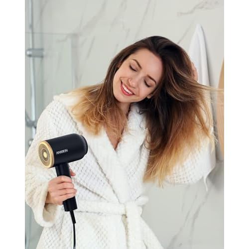 ANIEKIN Hair Blow Dryer 1875W with Diffuser, Travel Ionic Hair Dryer, Constant Temperature Hair Care Without Damaging Hair, Black