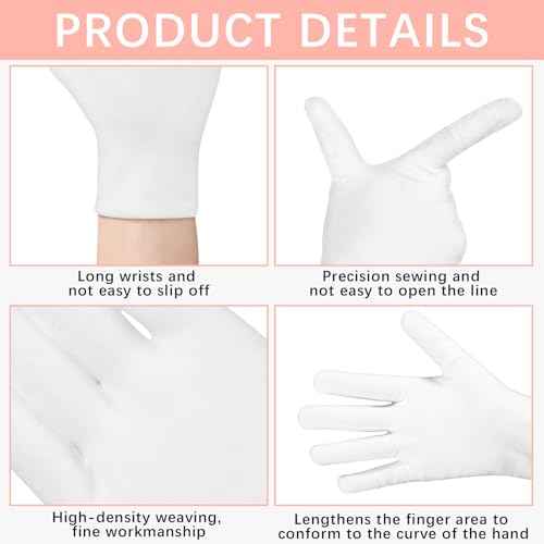 36 Pcs White Cotton Gloves for Dry Hands Sleeping, Men&Women Soft Sleep Gloves for Eczema and Moisturizing Overnight, Stretchable SPA Glove Costume for Coin Jewelry Inspection, Art handling, Halloween