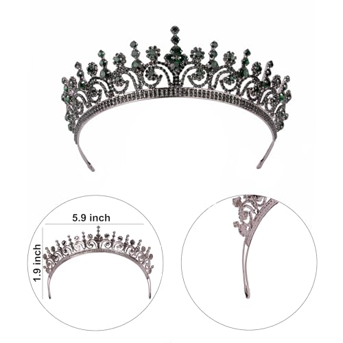 LIMELIA Women's Tiara for Henna Wedding Party|Glitter Hair Accessories for Bridal Birthday Pageant Prom Halloween Cos-play Christmas Party|Queen-Green