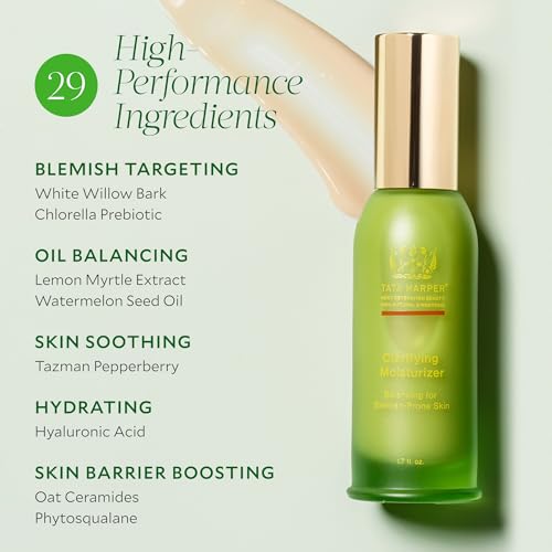 Tata Harper Clarifying Moisturizer, Natural Mattifying Moisturizer for Oily & Blemish-Prone Skin, Lightweight Face Cream, 50ml