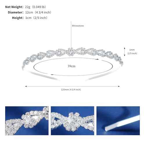 MAFELOE Fashion Rhinestone Alloy Headbands, Wedding Hairband Bridal Headpieces Hair Decorative Accessories for Women Ladies- Silver-SZ-SD