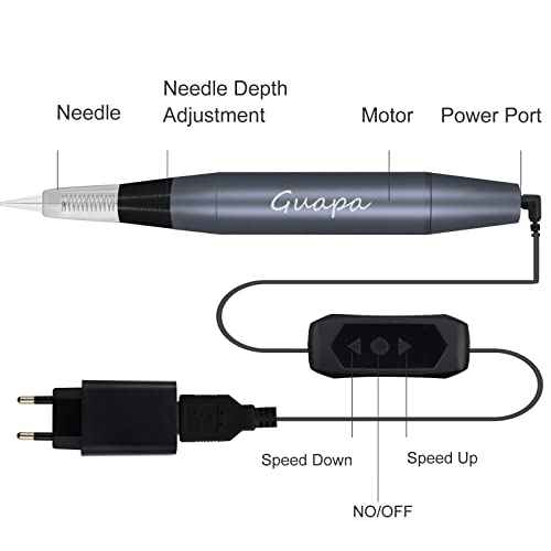 Portable Tattoo Machine Pen Eyebrow Lip Permanent Makeup Pen with 1R 3R Cartridge Needles for Ombre Brows Body Tattoo (Gray Machine Kit)