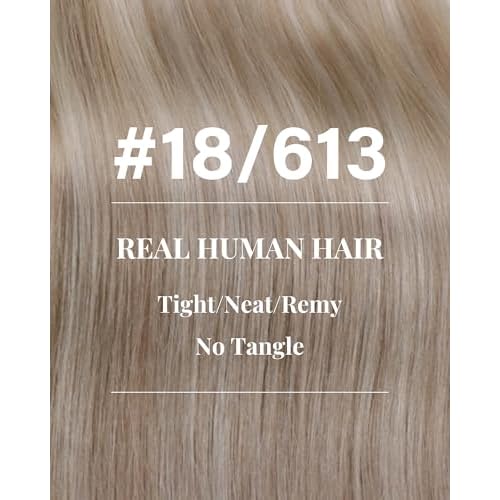 Hetto Sew in Hair Extensions Real Human Hair Ash Blonde Highlight Light Blonde Weft Human Hair Extensions Invsiible Sew in Hair Extension Silky Straight 20 Inch 100g