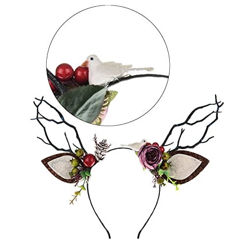 TOECWEGR Christmas Reindeer Antlers Headband Hair Clips Hair Hoop Girl Holiday Beauty Headdress