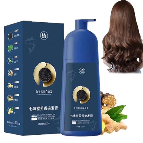 Qiweitang Hair Dye Shampoo, Vivping Zhihuashi Caviar Protein Hair Dye, 500ml Zhihuashi Hair Color Shampoo Korean, Plant-Based Hair Coloring Cream for Gray Hair Coverage (Chestnut brown)