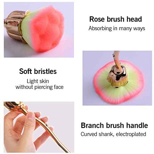 2 Pcs Rose Flower Makeup Brushes Flower Blush Brush Super Large Face Powder Makeup Brushes kabuki brushes for Powder Cosmetic Nail Dust Brush Loose Powder Brush Makeup Manicure (Red/Pink)