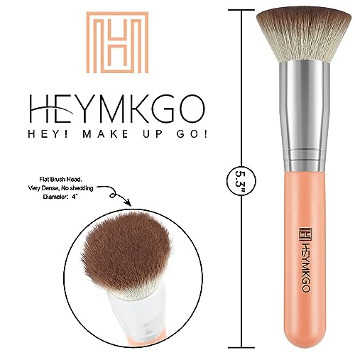 Foundation Brush, HEYMKGO Flat Top Kabuki Foundation Brush for Liquid Makeup, Professional Synthetic Makeup Brushes for Blending Liquid Powder or Cream Beauty Face Makeup Tools