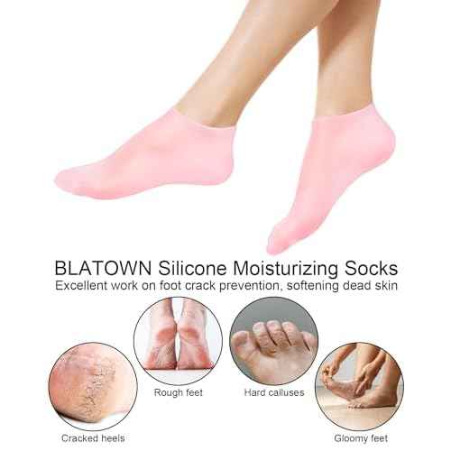 2 Pairs Silicone Moisturizing Foot Socks, Soft Silicone Socks, Anti Slip Gel Spa Socks Softening Feet Dry Cracked Skin, Spa Pedicure Socks for Women Foot Care After Pedicure