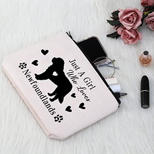 G2TUP Newfoundland Lover Gift Who Loves Newfoundlands Makeup Bag Newfoundland Dog Owner Gift Travel Bag (Loves Newfoundlands White Bag)
