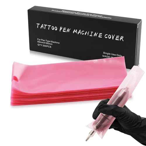 Large Pen Machine Covers, 200pcs Pink Pen Covers 2.56 X 7.11inch Disposable Tattoo Machine Wrap Cartridge Machine Sleeves for Most Wireless Tattoo Pen Machine (Pink)